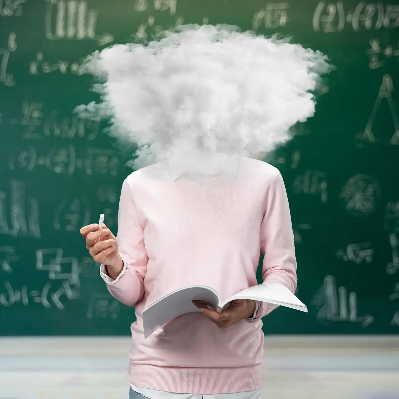 Collage mit Köpfen in Wolkenform